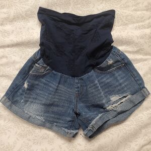 Jessica Simpson Navy and Denim Maternity Shorts